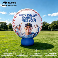 Ballon de baseball gonflable durable et imperméable avec logo personnalisé CATC |   Modèle de campagne sportive entièrement imprimé |   Zone de fans géante gonflable |