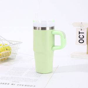 14oz Tumbler Car Handle Travel <b>Mug</b> Double Wall Insulated Stainless Steel Lid Straw Anti-Slip Base - Product Image 4