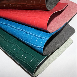 Cuero sintético PU grabado en relieve con reverso no tejido de doble cara para zapatos y bolsos - Product Image 1