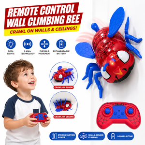 <span class=keywords><strong>Robot</strong></span> Abeja Escalador de Paredes RC Recargable, Inspirado en una Araña, con Alas Móviles, Luces LED, Música, Control Remoto, Juguete de Insecto - Product Image 2