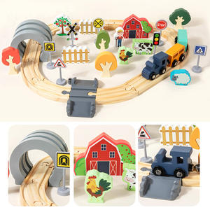 Jouets en bois éducatifs pour enfants, <span class=keywords><strong>train</strong></span> sur rail de simulation sur le thème de la ferme, 42 pièces, assemblage de <span class=keywords><strong>train</strong></span>, ensemble de jouets de chemin de fer - Product Image 3