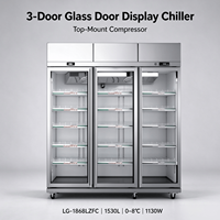 Vitrine réfrigérée commerciale verticale à 3 portes vitrées D303, porte antibuée, éclairage LED, en acier inoxydable,