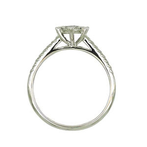 Bague de fiançailles de luxe en or blanc 18 carats avec diamants hexagonaux en grappe et tige pavée, bijoux pour femmes - Product Image 1