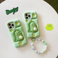 Nouvelle Coque de Téléphone en Silicone Souple Antichoc 2025, Style Sportif, Anti-stress, Motif Dinosaure Vert pour iPhone 13 14 15 16 Pro