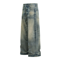 Pantalon en jean délavé de style rétro premium pour hommes et femmes, coupe droite ample, inspiré des rues américaines