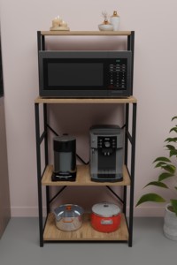 Étagère de rangement pour cuisine, support pour four à micro-ondes, imperméable, durable, en panneau de particules et métal, facile à installer, portable, support de rangement pour micro-ondes - Product Image 3