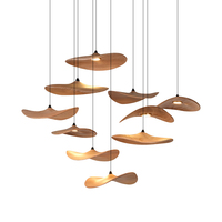 Lampe suspendue en bois massif Wabi Sabi, style zen, éclairage décoratif pour salon, villa, duplex, escalier, restaurant, lustre