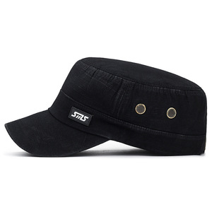 Sms <b>Flat</b> Cap Black Cotton Canvas Sun Protection Men's Spring Summer <b>Hat</b> - Product Image 1