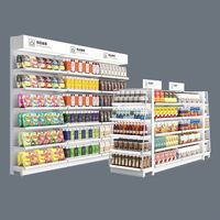Présentoir métallique autoportant à 5 étagères, revêtement époxy, capacité de charge 50-120 kg, prix usine, pour supermarché, usage léger