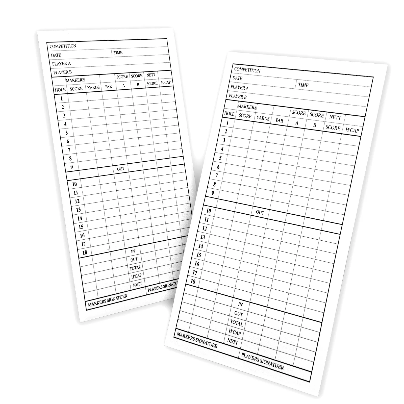 Großhandel Golf Scorecard 10 Stück Golf Zubehör Doppelseitiger Druck Golf Scorecard Mit Fabrik preis