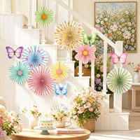 Décoration de papillons en papier pastel, éventails en papier pour la décoration de plafond de salle de classe, décorations de fête papillon