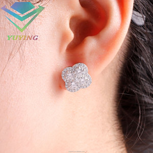 Boucles d'oreilles tendance en forme de feuille, diamants moissanite VVS, plaqué or, argent sterling 925, testeur de diamants inclus, certificat GRA, cadeau unisexe - Product Image 6