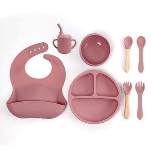 8 PC BPA gratuit ustensiles pour tout-petits plaques <span class=keywords><strong>et</strong></span> ensembles de bols avec Bib Sippy Cup fourchette <span class=keywords><strong>et</strong></span> cuillère, kit d'alime - Product Image 2