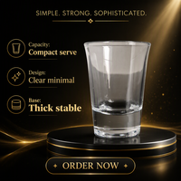 Verre à shot transparent à large ouverture de 65 ml, base lourde, pour dégustation de vodka et de tequila, fournisseur en gros