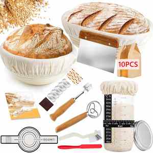 Sourdough Bread Baking Supplies Starter <b>Kit</b> Rattan Proofing Baskets 9-10 Inch Easy Cleaning Eco-Friendly Oven Safe Dishwasher - Product Image 1