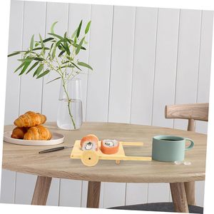 Plateau de présentation en bois pour sushis 17,2x33cm Couleur bois naturel Plateau de service pour restaurant - Product Image 3