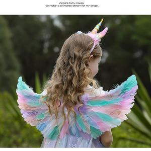 Ali di piume colorate puntelli per medicazione di Halloween ali d'angelo arcobaleno spettacolo di <span class=keywords><strong>fata</strong></span> per bambini regalo principessa per bambina - Product Image 3