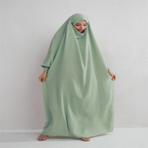 Robe de prière islamique en fibres durables délicates personnalisées Jilbab Abaya Jilbab en satin à manches froissées Jilbaab français pour femmes 1 pièce - Product Image 3