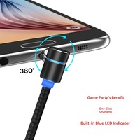 Câble de données magnétique tressé 3-en-1 avec connecteur Type-C rotatif, câble de charge rapide 5A compatible avec les téléphones mobiles Android et iPhone