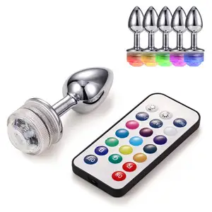 Online Popular Color Changing Led Lights Anus Enlarge Anal Butt Plug Remote Anal Light Up Anal Plug