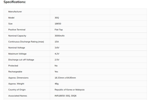 Оригинальный <span class=keywords><strong>18650</strong></span> 3000 мАч батарея натуральная <span class=keywords><strong>18650</strong></span> 30Q - Product Image 6