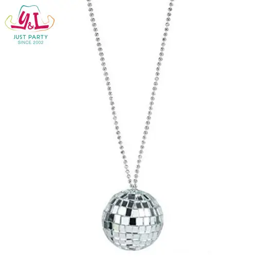 Mirror Disco Ball Costume Necklaces Disco theme bacheorette Party Necklaces for Home Decorations Party Favor and Supplies