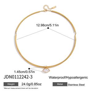 Collana Minimalista con Ciondolo in Zirconia Bianca di Varie Forme, Placcata in <span class=keywords><strong>Oro</strong></span> 18K, Girocollo Regolabile con Ciondolo CZ Delicato - Product Image 5