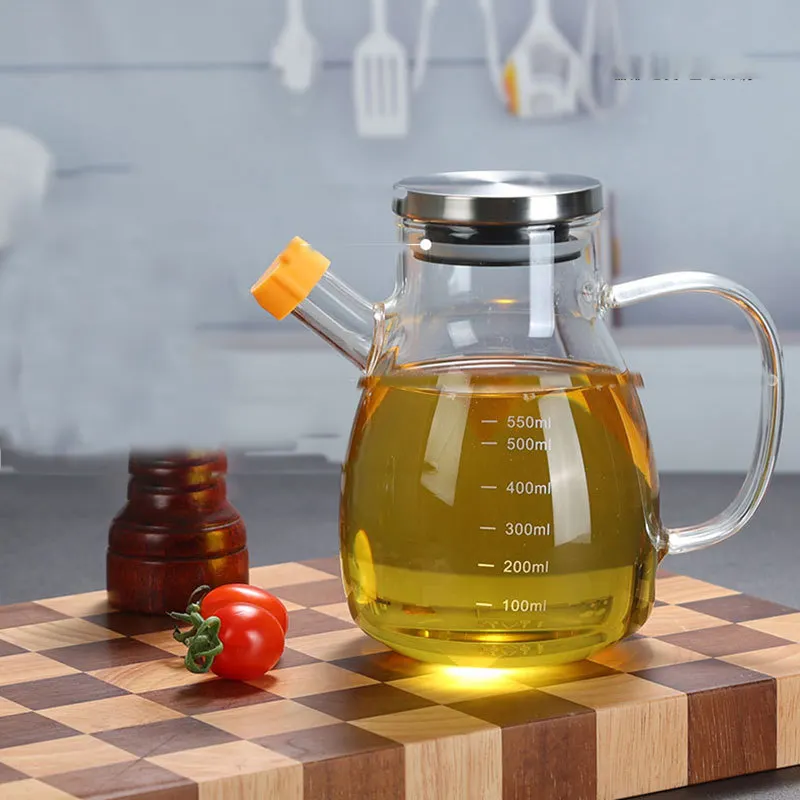 Oil and Vinegar Dispenser Bottle Clear Vinegar Olive Borosilicate Glass Kitchen Food