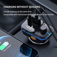 Nouvel émetteur FM Bluetooth 5.0 pour voiture, lecteur audio MP3 sans fil mains libres, modulateur, lumières colorées, chargeur de voiture double USB