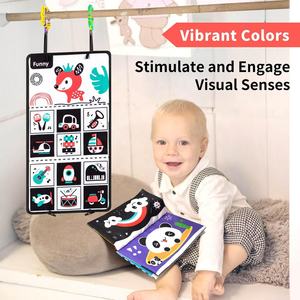 Jouet sensoriel Montessori pour bébé nouveau-né : <span class=keywords><strong>Livre</strong></span> en tissu doux et froissé, tableau mural détachable, jouet miroir doux et sûr pour le temps sur le ventre - Product Image 3