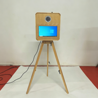 Cabina de Fotos de 15.6 Pulgadas con Acabado de Madera, Compatible con Cámaras Réflex y iPad, Impresión Autoservicio