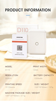 NiiMbot D110 petite feuille autocollante en papier demi-pouce, étiqueteuse thermique sans son pour viande, légumes, pain
