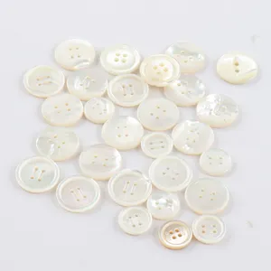 Four Holes Natural White Mother of Pearl Shell Button With Rim 4 Hole Round Real Shell Buttons for Shirt