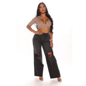 Pantalons décontractés personnalisés pour femmes Derniers jeans baggy pour femmes très populaires jeans longs en denim grande <span class=keywords><strong>taille</strong></span> pantalons en denim à <span class=keywords><strong>taille</strong></span> <span class=keywords><strong>haute</strong></span> pour femmes - Product Image 6