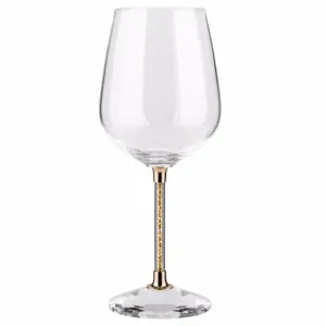 Raymond New design lead free clear crystal 627ml/22OZ red wine glasses set with gold color stem