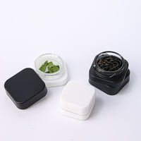 Conteneur en verre carré à large ouverture pour concentré, emballage CR hermétique, avec bouchon en plastique à sécurité enfant, pot en verre transparent