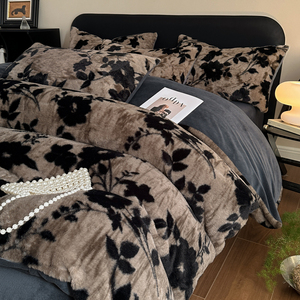 Sang Trọng Báo In Lông Cừu Chồn 4-Mảnh Bộ Đồ Giường Thiết Lập Siêu Mềm & Dày Nữ Hoàng Kích Thước Mùa Đông Ấm Áp Sang Trọng <span class=keywords><strong>Comforter</strong></span> Bìa Bộ - Product Image 5