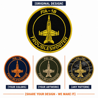 Patch brodé 3D personnalisé en sergé, motif aviateur pilote de chasseur F-18, thermocollant pour chapeaux, sacs et vestes