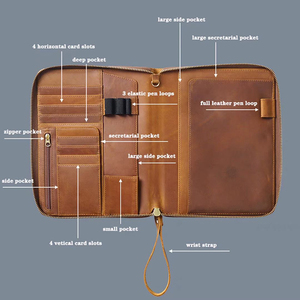 Biểu tượng tùy chỉnh A4 sang trọng đa chức năng PU da danh mục đầu tư thư mục với dây kéo hệ thống treo tập tin - Product Image 2