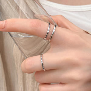 Mode <span class=keywords><strong>925</strong></span> Sterling Zilver Gegraveerde Tekst Live In Het Moment Viva La Vida Verstelbare Ringen - Product Image 5