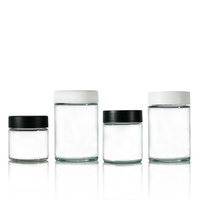 Pot en verre pour fleurs de 1 2 3 4 5 6 8 10 12 16 18 oz, pot à parois droites, récipient de stockage alimentaire à l'épreuve des enfants avec couvercle noir résistant aux enfants