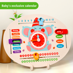New Arrival Elephant Digital Clock Season Date Learning Sliding Puzzle Games Montessori Educational Toys for Kids Boys Girls - Product Image 2