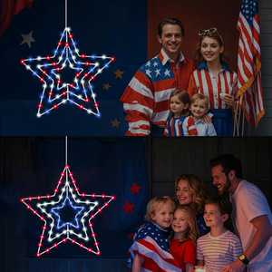 RMT CTRL High Quality Waterproof <strong>LED</strong> <strong>Star</strong> Light American Independence Day &amp; Christmas Holiday Party Decorative Light IP65 Rating - Product Image 1