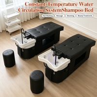Lit de lavage pour spa capillaire et massage, avec système de circulation d'eau et luminothérapie, équipement de salon de coiffure, lit facial et équipement pour le lavage de la tête