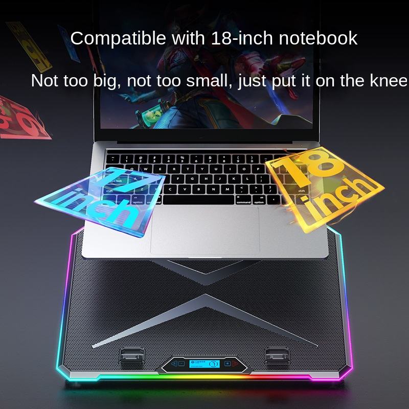 ORANGLES K15 RGB Laptop Cooling Pad with 13 Fans | Adjustable Height Notebook Cooler Stand, LCD Display, 2 USB Ports, Metal Mesh – Cross-Border New Model (Kuwait) - high resolution display - exposing craftsmanship - Image 2 of 5 | built for everyone | K15 RGB Laptop Cooling Pad with 13 Fans | Adjustable Height Notebook Cooler Stand, LCD Display, 2 USB Ports, Metal Mesh – Cross-Border New Model (Kuwait) for sale Georgia | Free Shipping ORANGLES