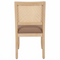 Chaise moderne en bois d'hévéa démontable avec dossier tressé et assise rembourrée en tissu pour événements, banquets et usage commercial