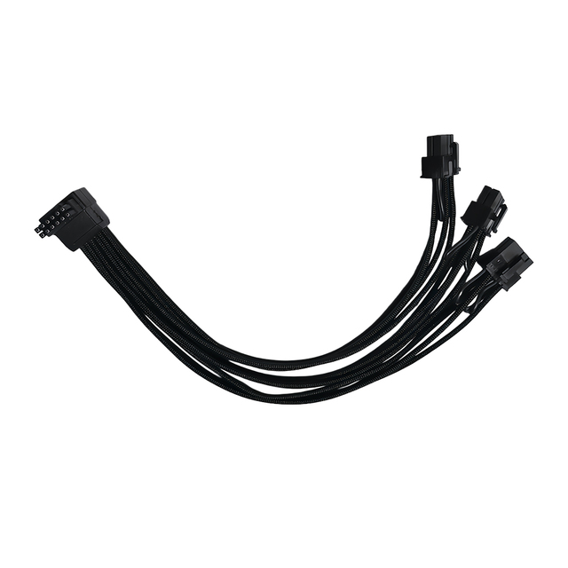 KBQCONN 90 Degree Angle 12VHPWR Connector 16Pin(12+4) Male to 3x8Pin Sleeved Power Cord for Computer Accessories
