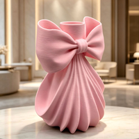 Nouveau Vase Moderne en Plastique Rose avec Nœud 2026 pour Salon, Décoration Intérieure Haut de Gamme, Composition Florale pour Bureau