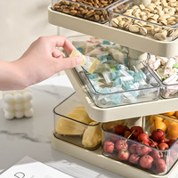 Plateau à fruits rotatif multi-niveaux, organiseur de collations, boîte de rangement pour bonbons, plateau de service pour desserts avec couvercle