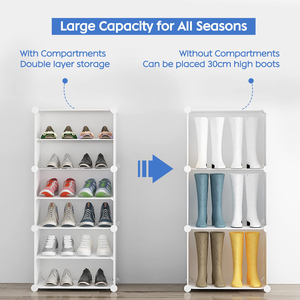 Nouveauté : Organiseur de chaussures pliable en plastique blanc avec portes 3D - Product Image 4